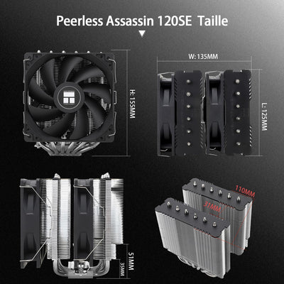 Thermalright Peerless Assassin 120 SE CPU Luftkühler, 6 Heat Pipes, Dual 120mm PWM Lüfter,Aluminium Kühlkörper Abdeckung,AGHP Technologie, für AMD AM4 AM5/Intel 1700/1150/1151/1200