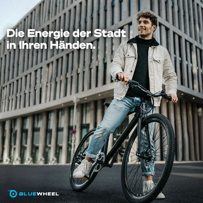 BLUEWHEEL City E-Bike 28" Leichtgewicht I Deutsche Qualitätsmarke | EU-konform E-Fahrrad | 7 Gänge, 250 W Hinterradmotor für 25 km/h | Elektrofahrrad mit App, integr. (BUTEO)