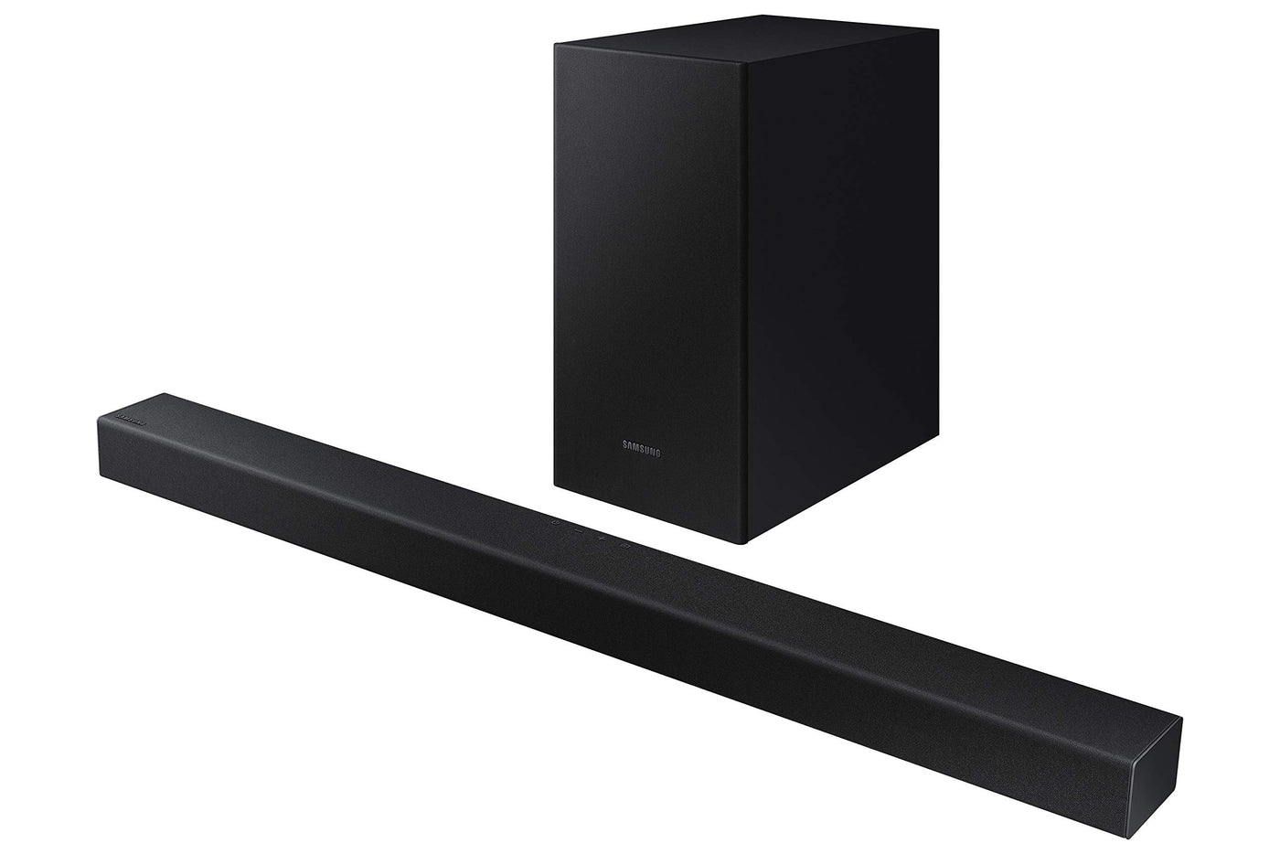 Samsung HW-T420 Soundbar, 150 W, 2,1 Ch, kabelgebundener Subwoofer, Dolby Digital 2.1, Bluetooth 4.2 Power On, Game Mode und One Remote Control, Schwarz