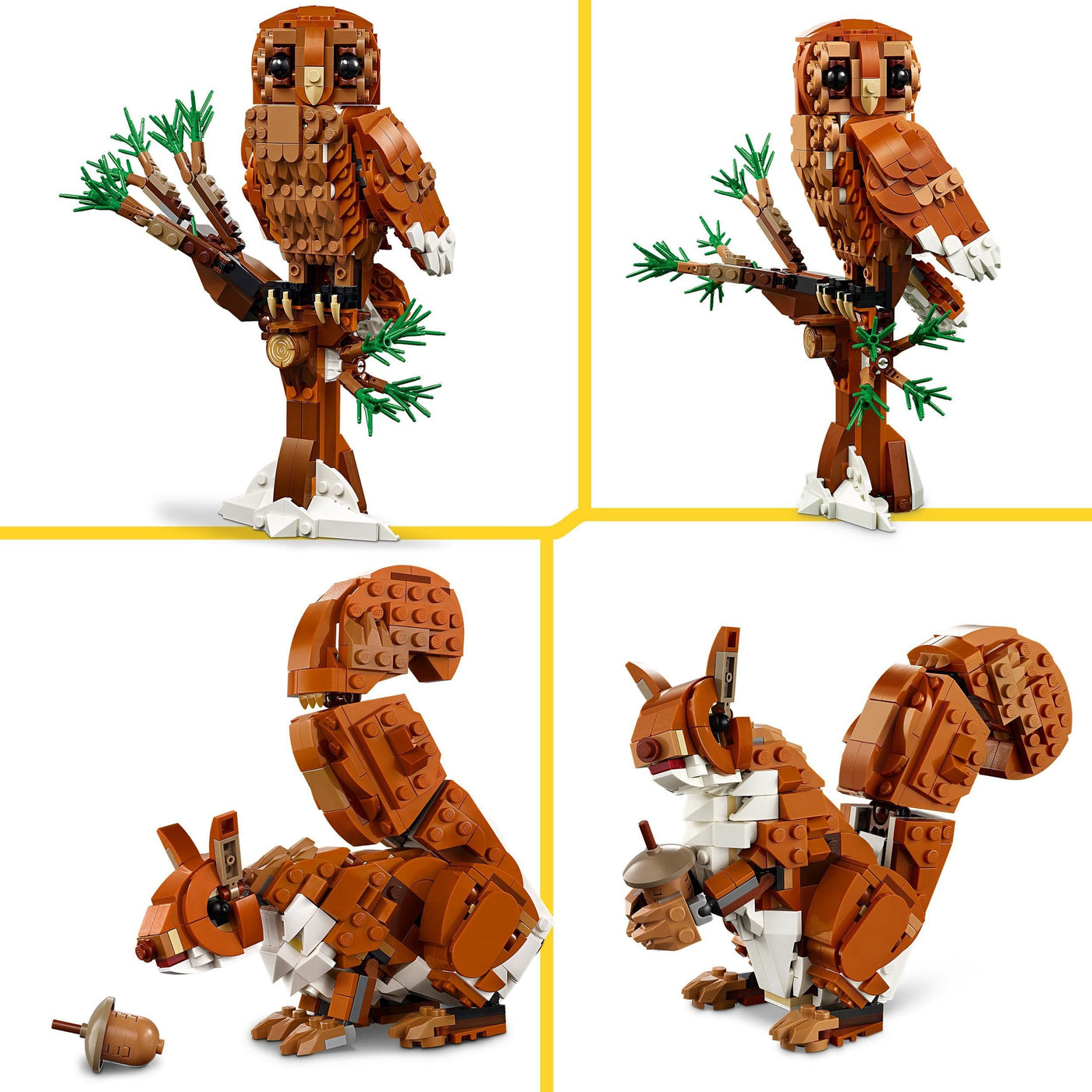 LEGO Creator Waldtiere: Rotfuchs, Tiere-Set mit Fuchs, Eule und Eichhörnchen Spielzeug, Tierfiguren des Waldes zum Spielen und Ausstellen, kreatives Geschenk für Jungs und Mädchen ab 9 Jahren 31154
