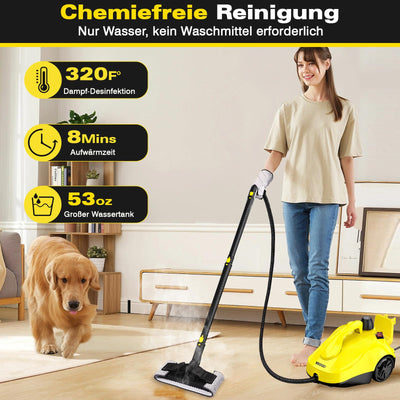 KROQO Dampfreiniger,Mehrzweck-Dampfreiniger Handgerät,Dampfreiniger für alles mit 23-Zubehörteilen,Entfernen von Tapeten,Boden,Teppich,Sofa,Polstermöbel,Auto,Fliesen,Polster,Bad- 1.5L Steam Cleaner
