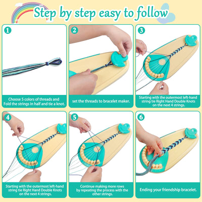 Freundschaft Armband Herstellung Bausatz, Kunst und Handwerk für Kinder Alter 8-12, DIY Armband Bausatz herstellen mit 20 Threads, Geschenke für Mädchen Alter 6-12 Jahre alt Reisen Tätigkeit Set