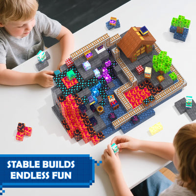 Magnetische Bausteine - Baue Mine Magnet Welt Kinderspielzeug, Magnetische Fliesen STEM Outdoor Spielzeug für Jungen und Mädchen ab 3 Jahren, Kreative Kleinkindspielzeug für Kinder ab 3 4 5 6 7 8 9