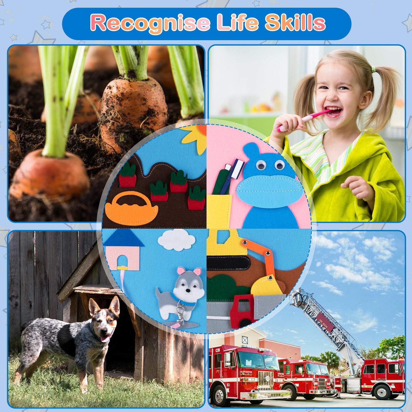 Gagotoy Quiet Book ab 1 2 Jahre, Montessori Spielzeug Activity Buch 3D Filz Sensorisches Busy Board, Weichem Stoff Früh Lernspielzeug für Baby Kleinkinder ab 1 2 3 Jahre