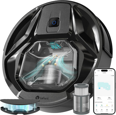 LEFANT M320 Saugroboter mit Wischfunktion 3 in 1, 6.000Pa Staubsauger Roboter mit Präzise-Entfernungs-Navigation, Sichtbar 800ML Staubbehälter, 240Mins, WLAN/App, Ideal für Tierhaare, Teppiche