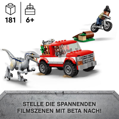 LEGO Jurassic World Blue & Beta in der Velociraptor-Falle, Spielzeugauto mit Dinosaurier Figuren, Geschenk für Kinder ab 6 Jahren 76946