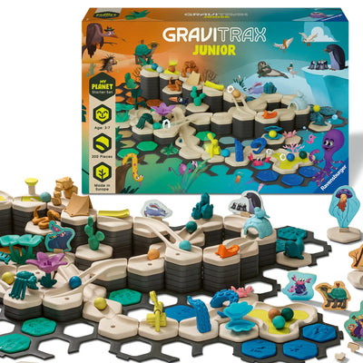 Ravensburger GraviTrax Junior Starter-Set XXL 27059 - Murmelbahn überwiegend aus nachwachsenden Rohstoffen mit Themenwelten, Lernspielzeug und Konstruktionsspielzeug für Jungs und Mädchen ab 3 Jahren
