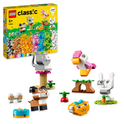LEGO Classic Kreative Tiere - Spielzeugtiere zum Bauen und Spielen - Lernspielzeug mit Hund, Katze, Hase, Hamster & Vogel - Spielset als Kinder Geschenk für Mädchen und Jungen ab 5 Jahren - 11034