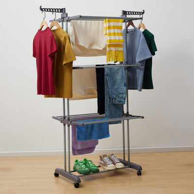 Amazon Basics Turm-Wäscheständer für innen mit faltbaren Flügeln, Garten, Grau, 126 x 64 x 173 cm (L x W x H)