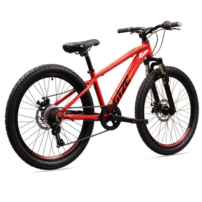 Goetze Sigma 24 x 2.10 Zoll Jugendfahrrad | MTB Hardtail | 7-Gang Kettenschaltung mit Drehgriff | Mechanische Scheibenbremsen | Aluminiumrahmen 13" | Federgabel | ab 130 cm Körpergröß