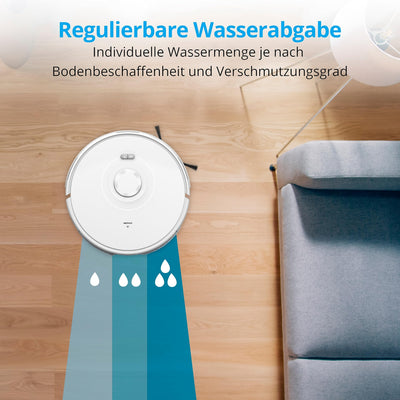 MEDION Saugroboter mit Lasernavigation und Wischfunktion X10 SW (Starke 2.700Pa Saugkraft, 2in1 Roboterstaubsauger, präzise Kartenerstellung, Go & No Go Bereiche, mehrere Etagen)