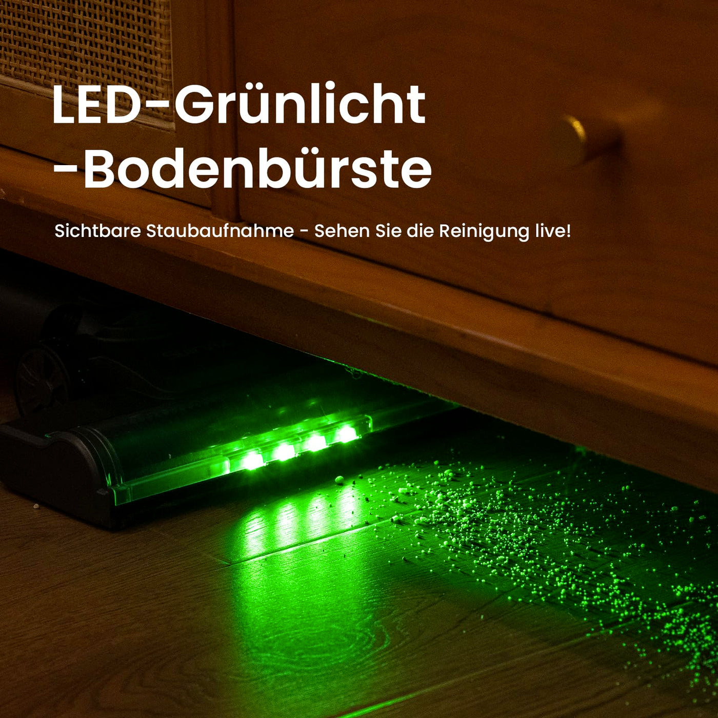 Suirviz Akku Staubsauger Kabellos, 40000Pa/500W/45Min Akkustaubsauger mit Selbststehender Funktion, Leichter Kabelloser Akkusauger mit grünem Licht für Hartböden, Teppiche, Tierhaare