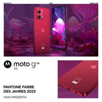Motorola Moto g84 5G (6,5"-FHD+-Display, 50-MP-Dual-Kamera, 8/256 GB, 5000 mAh, Anroid 13) Marshmallow Blue inkl. Schutzcover + KFZ-Adapter [Exklusiv bei Amazon]