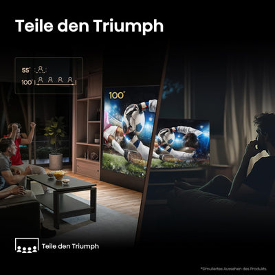 Hisense 100U7KQ (100 Zoll) Fernseher 4K Mini LED ULED HDR Smart TV, Quantum Dot, 144Hz, HDMI 2.1, Game Mode Pro, Dolby Vision IQ & Atmos, Bluetooth, Alexa Built-in, Anthrazit