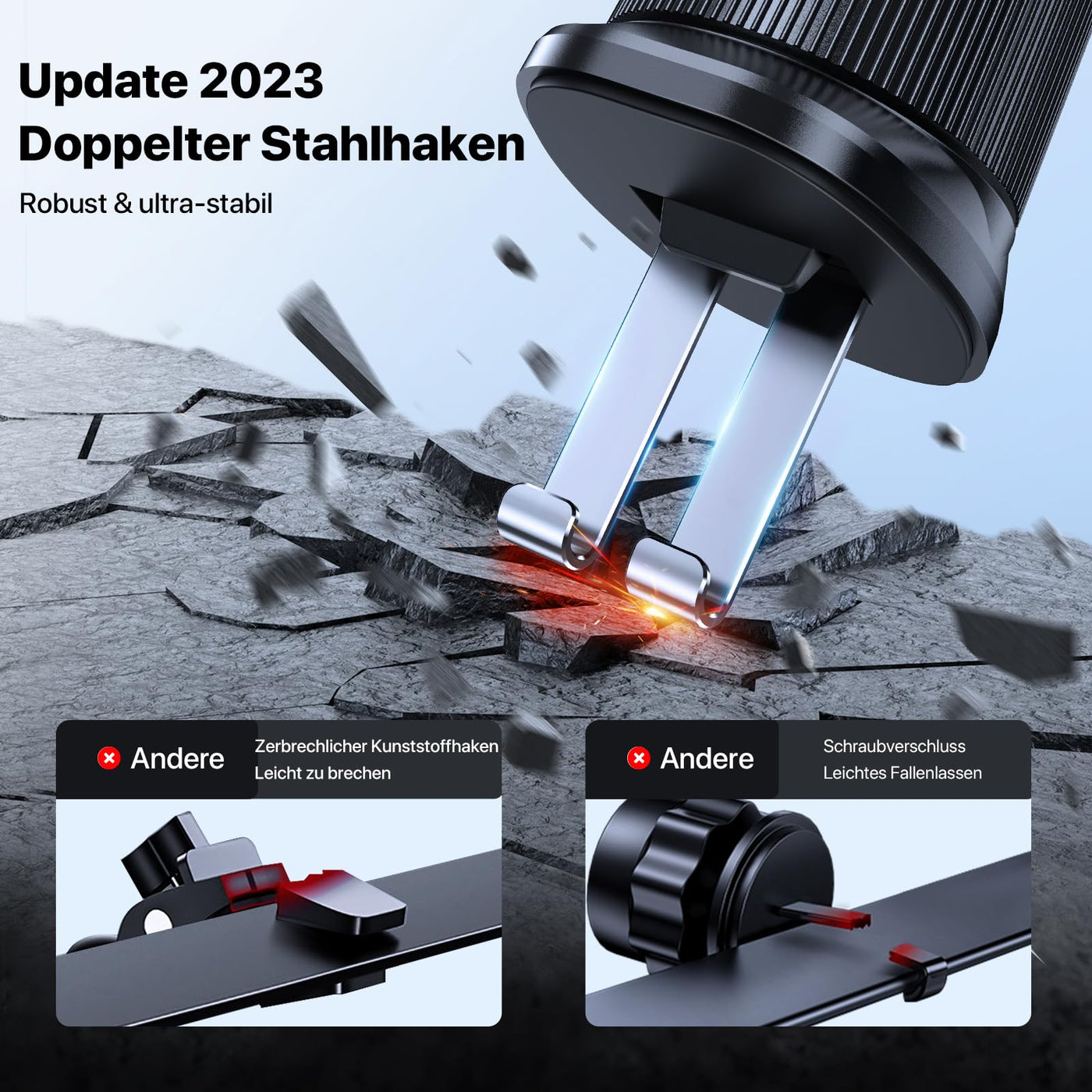 Miracase Handyhalterung Auto【2025 Neuester Doppelhaken】 Universal Handyhalter Auto Lüftung,360 Grad Drehung KFZ Handyhalterung für iPhone 17/16/15/14/13 Pro Max Plus/Samsung und 4-7 Zoll Smartphone