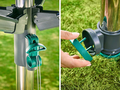 Leifheit Wäschespinne LinoProtect 400 mit wasserdichtem Dach, Wäscheschirm verlängert die Outdoor-Trockensaison, Wäscheständer aus Aluminium inkl. Bodenhülse