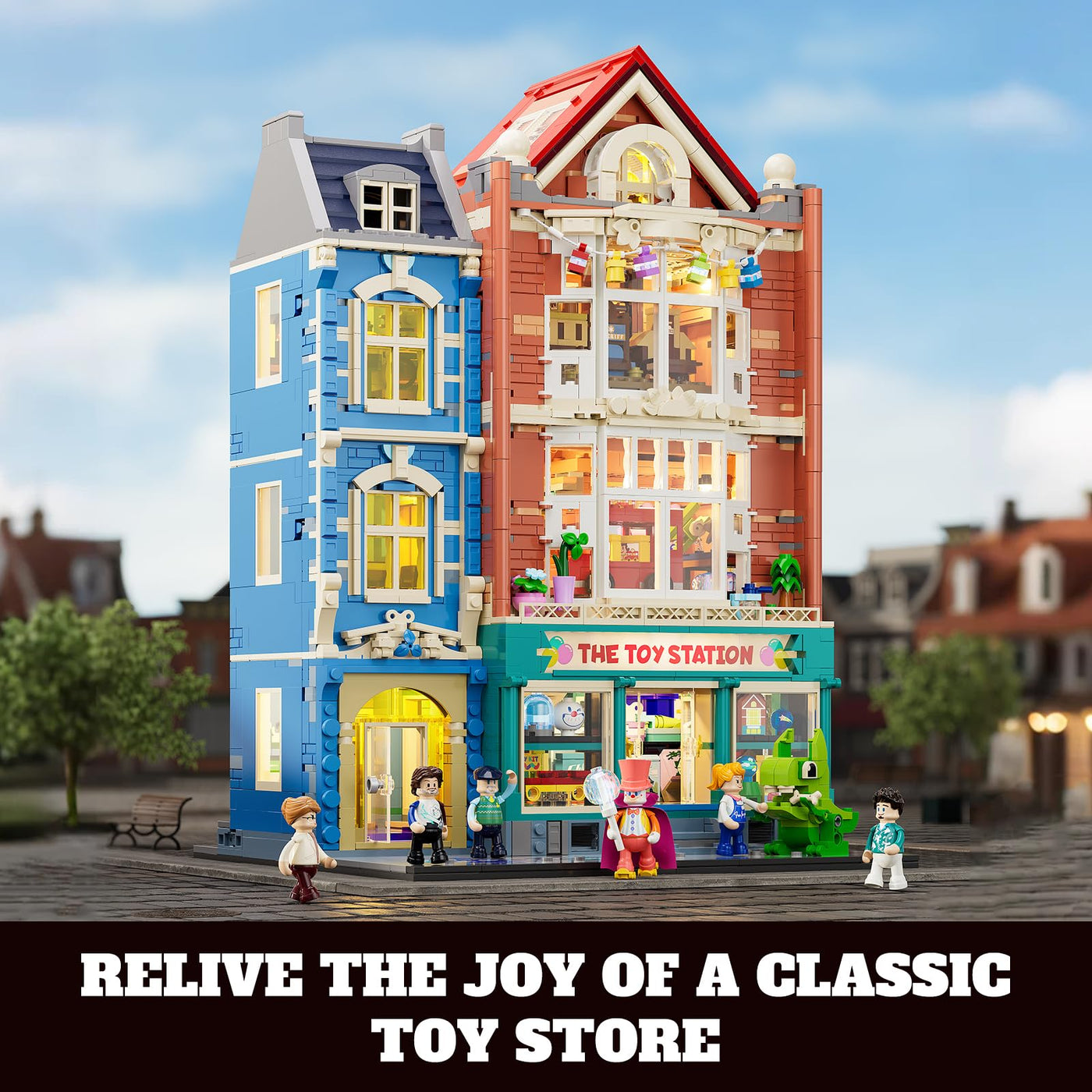 Lumibricks Stadtleben Spielzeugladen Beleuchtung Klemmbausteine Haus, 3086Pcs Modular Building, 2-in-1 Bauhaus & Puppenhaus, Geschenkidee für Jugendliche & Erwachsene Spielzeugfans, L9100