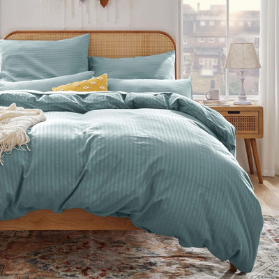 Sonive Deluxe Mikrofaser Bettbezug-Set mit Kissenbezug – Bettwäsche 135x200cm/Kopfkissenbezug 80x80cm, Spa-Blau,ÖKO-TEX Bettwäsche mit Eckbänder