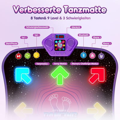 Hot Bee Tanzmatte für Kinder ab 6-8 Jahre Geschenke für Mädchen Tanzmatte mit Bluetooth Beleuchtete Musikmatte Spielzeug Kinder für Alter 3 4 5 7 9 Kinderspielzeug Jungen Geschenkideen Geburtstag