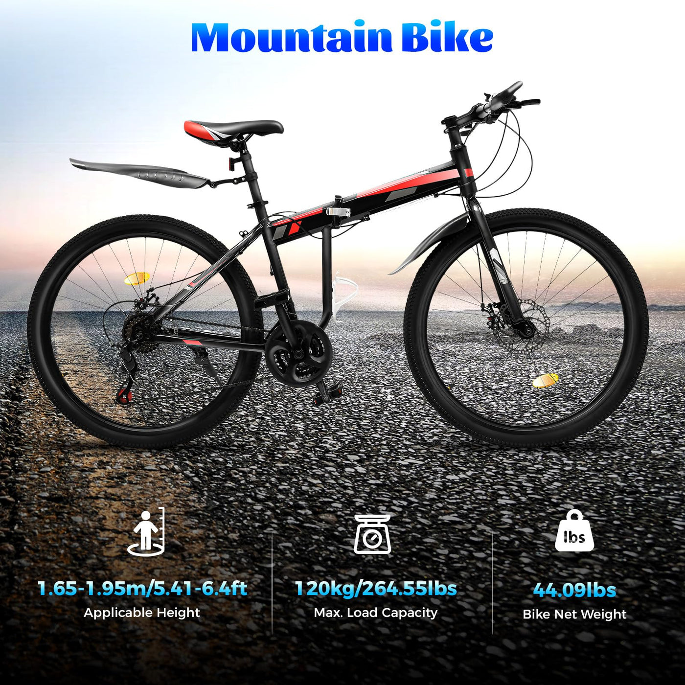Owneed 26 Zoll Mountainbike, 21 Gänge Mountainbike, MTB, Hochfester Stahlrahmen Fahrrad, Erwachsene Falten für Erwachsene Männer Frauen, Erwachsene Damen Damen Fahrrad Herrenfahrrad