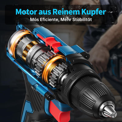 Akkuschrauber, 20V Akku Bohrschrauber Set mit 2 Akkus und 87 Zubehöre, Werkzeugkoffer, Akkubohrer 42Nm Max Drehmoment, 25+1 Drehmomentstufen, 2-Gang, 10mm Bohrfutter, Akku Bohrmaschine für Haus DIY