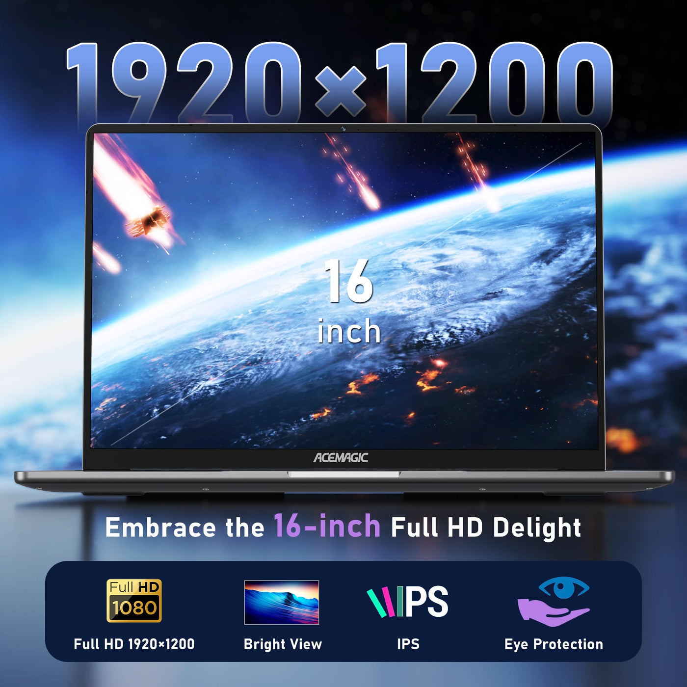 ACEMAGIC Laptop, Metallgehäuse, 16 Zoll FHD, 16 GB DDR4, 512 GB SSD Notebook-Computer, Quad-Core N95 (bis zu 3,4 GHz) schlägt N5095, Leichter Laptop mit WLAN, BT5.0, USB 3.2 x 3, Typ C(Gray)
