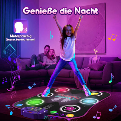 Hot Bee Leuchtend Tanzmatte für Kinder ab 3-10 Jahre Mädchen, Spielzeug ab 3-12 Jahre Mädchen, Mädchen Geschenke 3-12 Jahre, Musik Matte mit 6 Leuchtenden Pfeilen, Bluetooth, 5 Modi