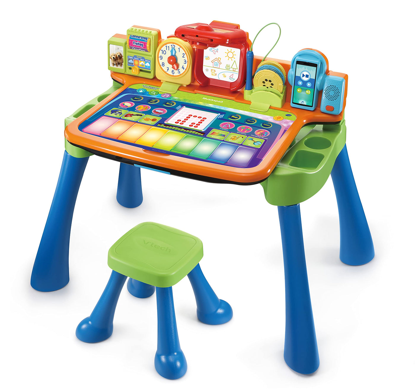 Vtech 5-in-1 Magischer Schreibtisch – Interaktiver Kinderschreibtisch inkl. Hocker – Mit Kreidetafel, Staffelei, Schreibfeld und Projektor – Für Kinder von 3-6 Jahren