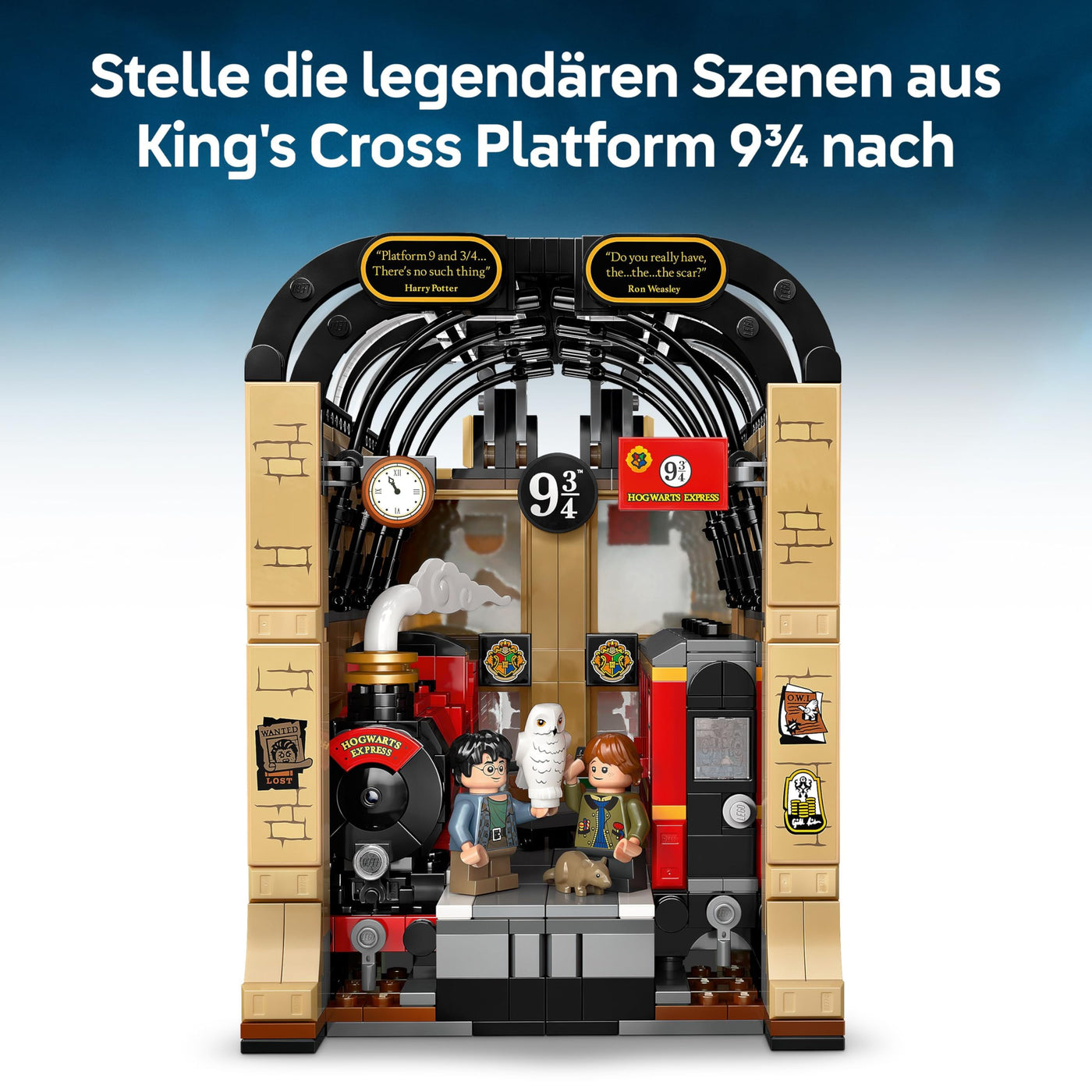 LEGO Harry Potter Buchstütze: Hogwarts Express - Set mit Spielzeug Zug, 2 Minifiguren inkl. Ron Weasley, Hedwig und Krätze - Wizarding World Geschenk für Jungen, Mädchen & Fans ab 10 Jahren - 76450