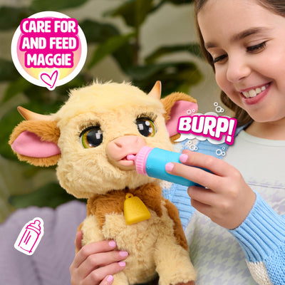 Just Play furReal Maggie, die Kuh, Funktionsplüschtier, interaktives Spielzeug, 50+ Geräusche und Reaktionen, Plüschtier, Kinderspielzeug ab 4 Jahren, 28cm, Hochlandrind