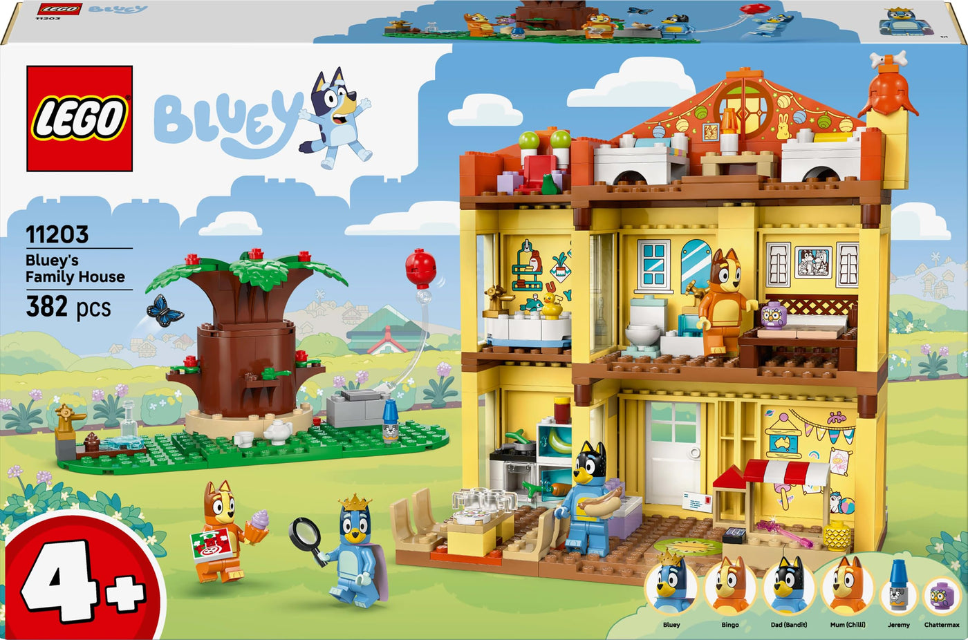 LEGO Bluey: Bluey's Family House Toy - Modular Playset with Multiple Rooms, a Garden, 4 Minifigures & Fun Accessories - Birthday Gift for 4+ Year Old Girls & Boys or TV Show Fans - 11203