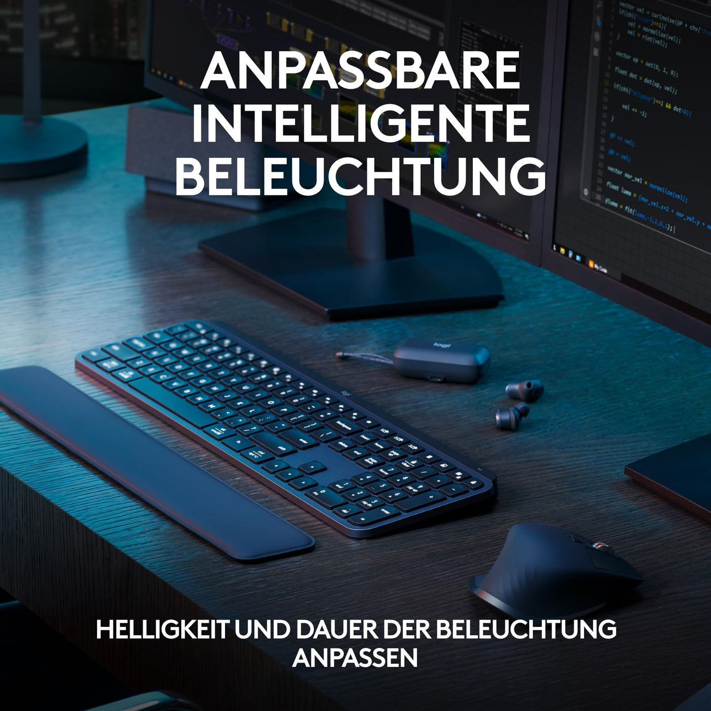 Logitech MX Keys S kabellose Tastatur, Low Profile, Precise Quiet Typing, Programmable , Backlighting, Bluetooth, Rechargeable, für Windows PC/Linux/Chrome/Mac - Graphit, Deutsches QWERTZ-Layout