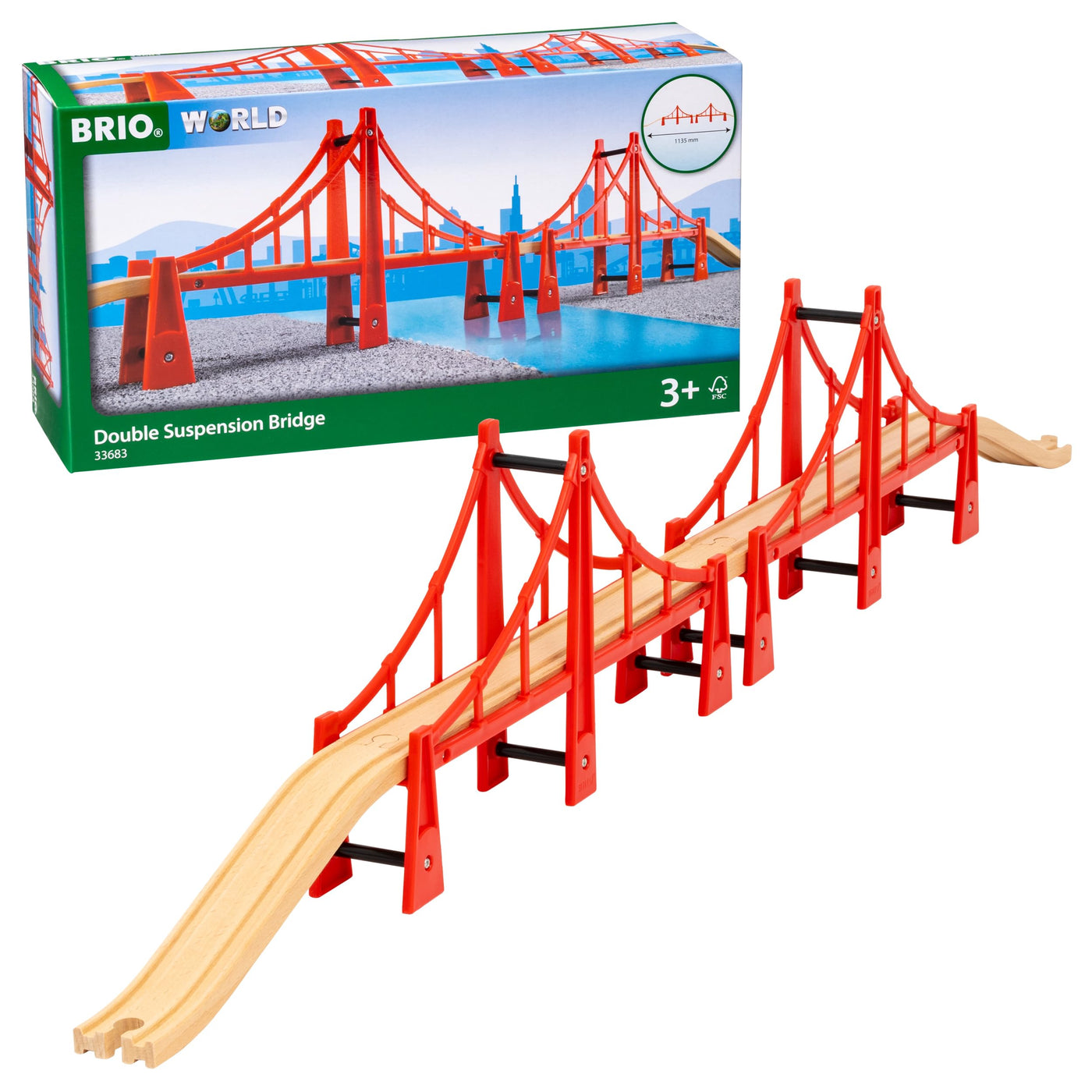BRIO World 33683 Hängebrücke - Eisenbahnzubehör Holzeisenbahn - Kleinkinderspielzeug empfohlen für Kinder ab 3 Jahren