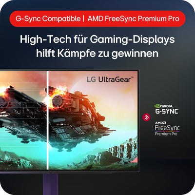 LG Electronics 27GS93QE-B.AEU UltraGear™ OLED Gaming Monitor 27", 2560 x 1440, 16:9, 0,03 ms GtG, 240 Hz, HDR10, DisplayHDR™400 TRUE BLACK, DCI-P3 98,5%, NVIDIA G-Sync™, AMD FreeSync™ - Schwarz