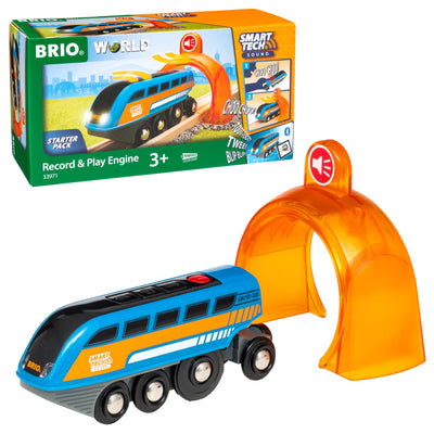 BRIO World 33971 Smart Tech Sound Lok mit Aufnahmefunktion - Elektrischer Zug mit Tunnel - Interaktives Spielzeug empfohlen ab 3 Jahren