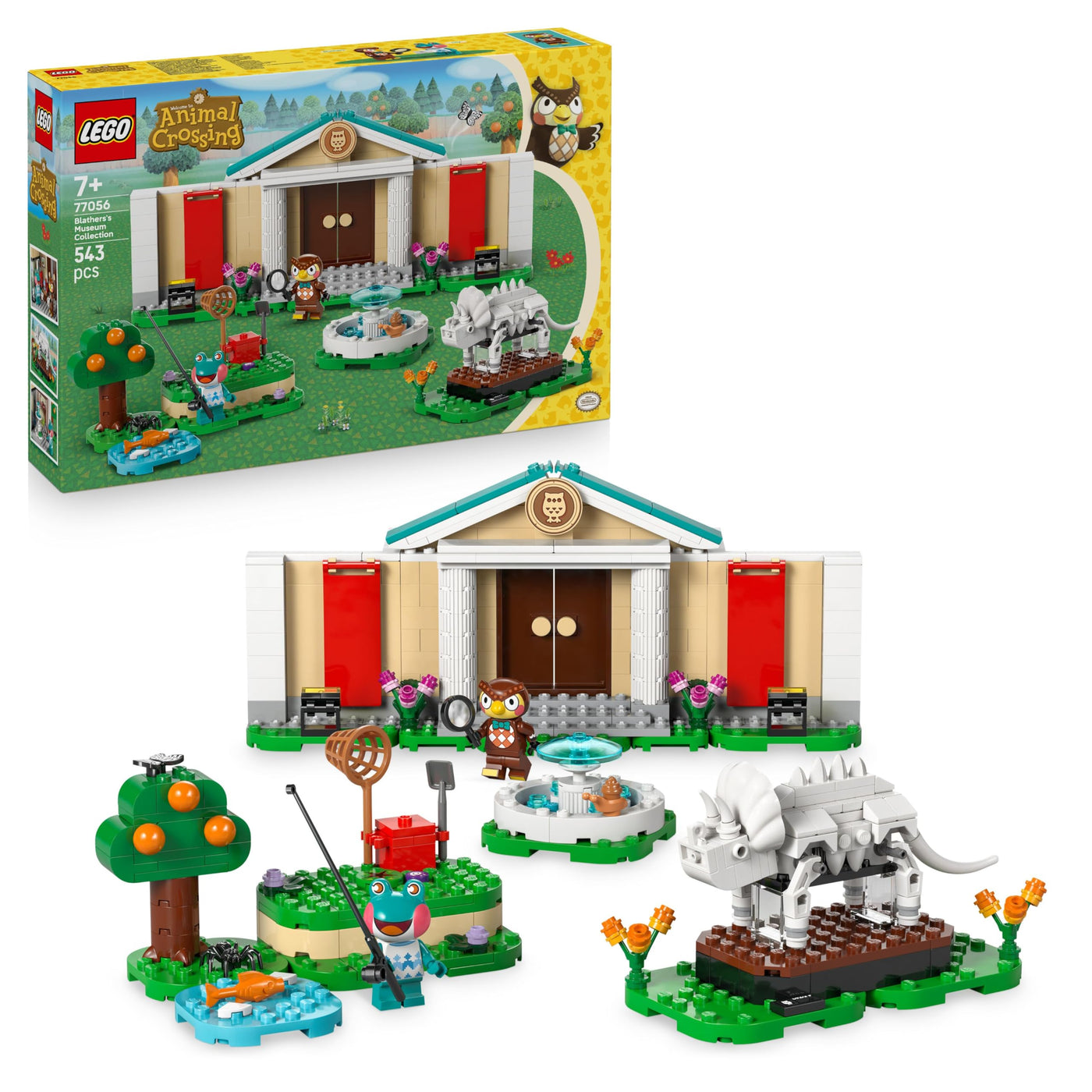 LEGO Animal Crossing Eugens Museumssammlung (77056); Bauset zum Sammeln für Kinder mit Minifiguren und Triceratops-Fossil; Nintendo Charakter für Mädchen und Jungen ab 7 Jahren