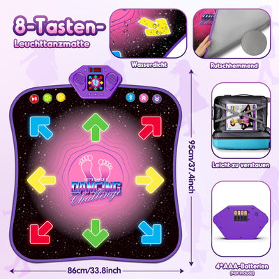 Hot Bee Tanzmatte für Kinder ab 6-8 Jahre Geschenke für Mädchen Tanzmatte mit Bluetooth Beleuchtete Musikmatte Spielzeug Kinder für Alter 3 4 5 7 9 Kinderspielzeug Jungen Geschenkideen Geburtstag