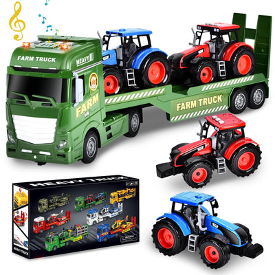 Herefun Bauernhof Lastwagen Spielzeug, Großer Bauernhof Traktor, Anhänger Spielzeug mit Traktor, Groß Transporter LKW, Geschenk für Kinder 3, 4, 5, 6+ Jahren