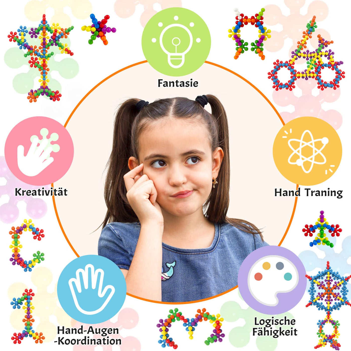 Ltteaoy 500 Stück Bausteine für Kinder mit Aufbewahrungstasche und Box, STEM Interlocking Blocks Vorschule Lernspielzeug Discs Sets, Umweltkreativität Kinderspielzeug für Jungen Mädchen ab 3 Jahren