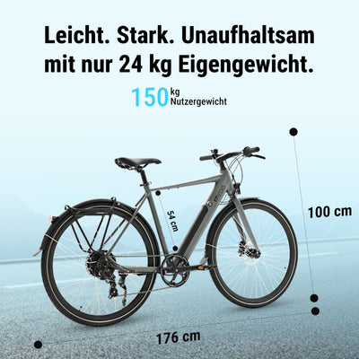 AsVIVA E-Bike BC1-C 28 Zoll – Pedelec Elektrofahrrad mit 250W Bafang Heckmotor, 10,5Ah Akku, 7-Gang Kettenschaltung, hydraulische Scheibenbremsen, LED-Beleuchtung, USB-Ladefunktion