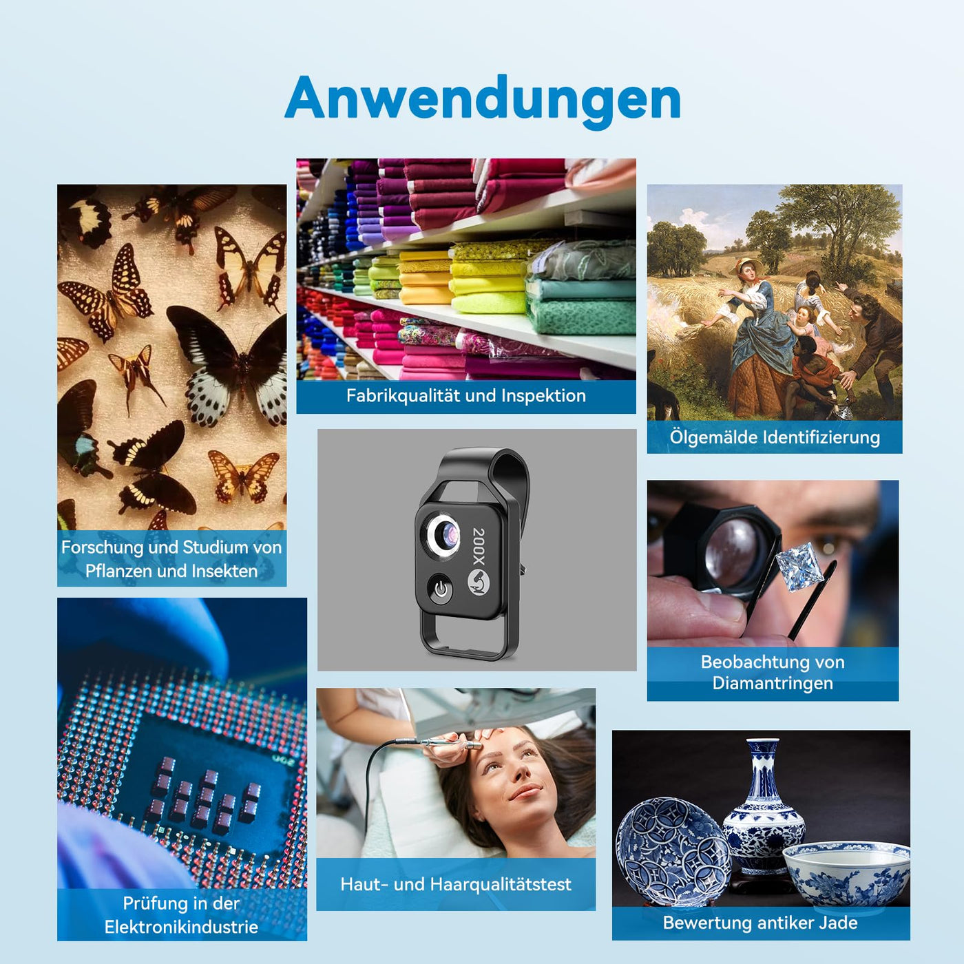 Evil eye 200 x Telefonmikroskop für Kinder Mini-Mikroskop mit CPL 2 Helligkeitsmodi Keine App erforderlich für Microworld