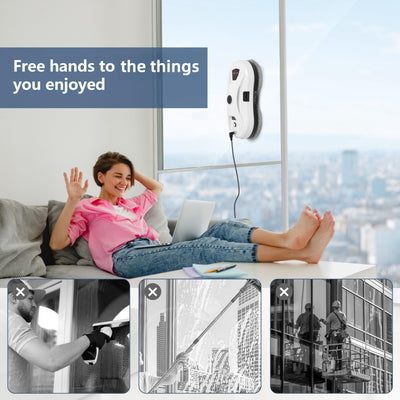 NamYoprce Fensterputzroboter mit Sprühfunktion, 5600PA Super-Saugkraft,Elektrischer Fensterputzer Fernbedienung mit 30ML Tank, Fensterreiniger Roboter Automatischer, für Innen- und Außenfenster