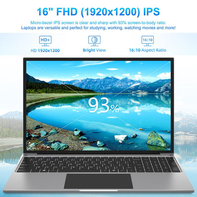 jumper Laptop 16 Zoll Metallgehäuse, bis zu 2,5 GHz Celeron 5305U (4 GB RAM 128 GB SSD), Notebook installiert 1 Jahr 365 Office, 1920 x 1200 IPS, Bluetooth 4.0, USB 3.0 × 2