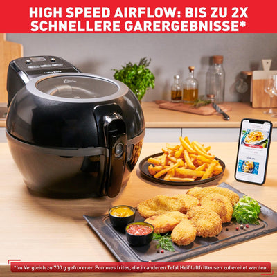 Tefal FZ7228 ActiFry Extra Heißluftfritteuse | AirFryer mit Rührarm, kein Schütteln | 1550 W | 1,2 kg für 6 Personen | High Speed Airflow | Timer | ‎energiesparend | gesunde Friteuse ohne Öl | Schwarz