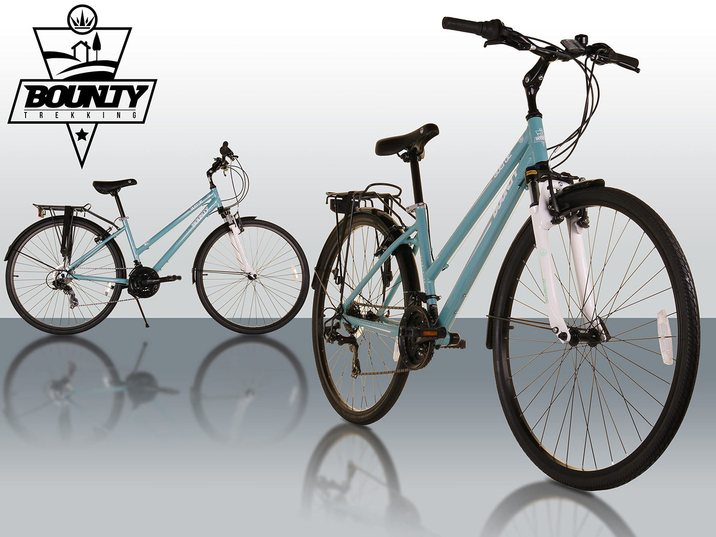 Bounty Avenue Damen-Hybrid-Fahrrad - Leichter Aluminium-Rahmen mit Durchstieg - 21-Gang Shimano-Schaltung - Gepäckträger im Lieferumfang enthalten