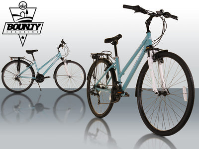 Bounty Avenue Damen-Hybrid-Fahrrad - Leichter Aluminium-Rahmen mit Durchstieg - 21-Gang Shimano-Schaltung - Gepäckträger im Lieferumfang enthalten