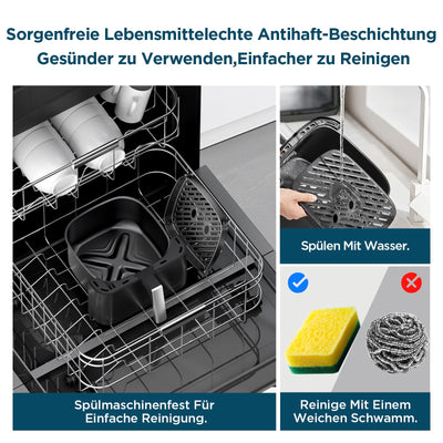 Midea Heißluftfritteuse 5L Fassungsvermögen, HeatXpress Technologie 90% weniger Öl, Energie- und Zeitersparnis mit 7 Voreinstellungen, Easy-View Fenster & Licht, Antihaft, Schwarz