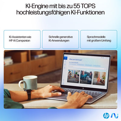 HP OmniBook Ultra Next Gen AI Laptop | AMD Ryzen AI 9 HX 375 mit dedizierte NPU für KI | 55 NPU TOPS | Copilot+ PC | 14" 2,8K IPS Touchscreen 400 Nits | 32 GB RAM | 1TB SSD | QWERTZ | Win11 | Silber