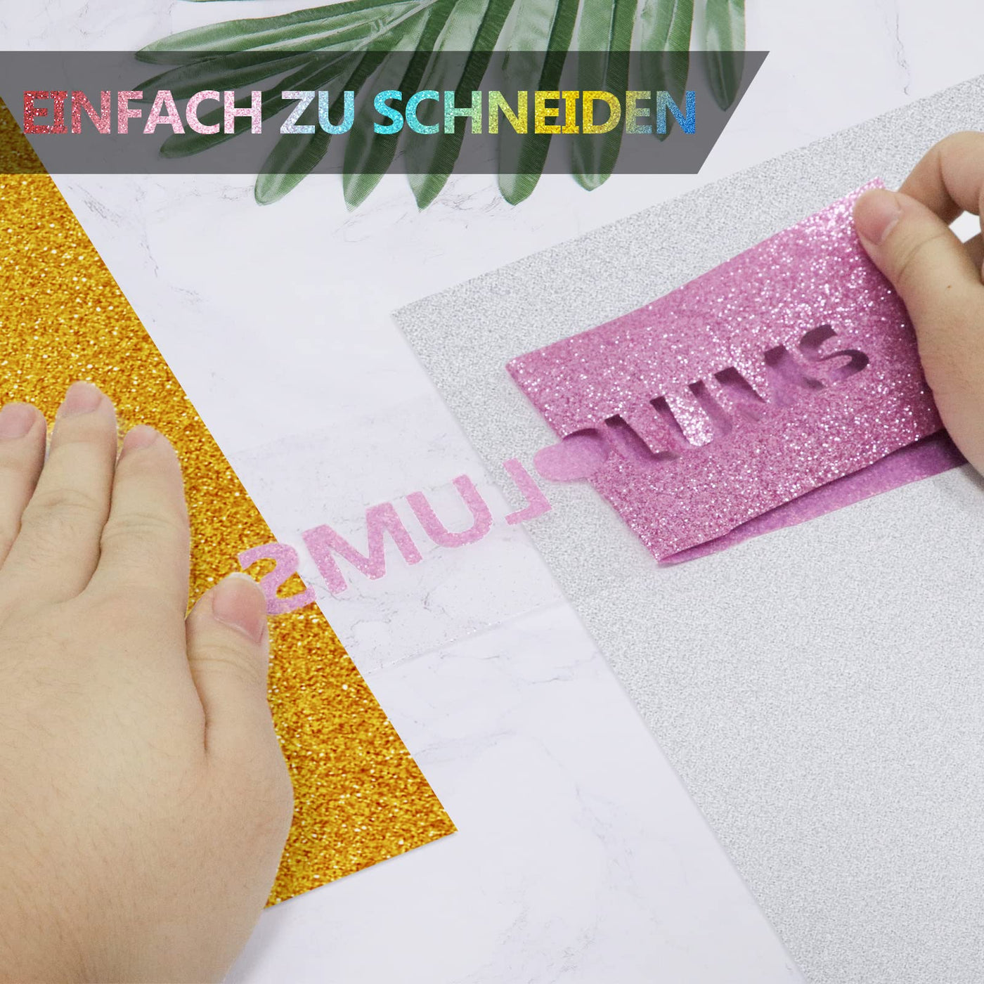 NANAPLUMS Glitzer Plotterfolie Textil - Heat Transfer Vinyl 30.5 cm*25.4 cm Transferfolie Plotter Flexfolie für Textilien Transferfolie zum Aufbügeln für DIY T-Shirt, Stoffe(10 Farben Glitzer)