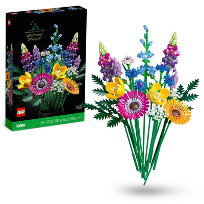 LEGO Botanicals Wildblumenstrauß Set - Künstliche Blumen mit Mohn und Lavendel zum Basteln für Erwachsene - Geschenkidee für Heimdeko - Botanik Kollektion 10313